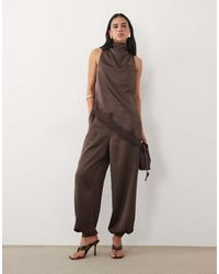 Pretty Lavish - Satin Balloon Leg Trousers Co-ord - Lyst