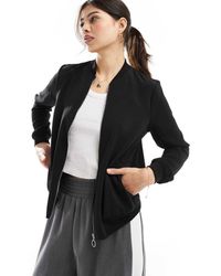 Vero Moda - Giacca Bomber Nera Leggera Con Zip Sul Davanti - Lyst