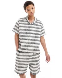 Native Youth - Overhemd Met Korte Mouwen En Jacquard Strepen - Lyst