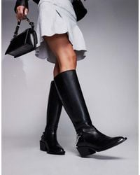 Steve Madden - Botas Por La Rodilla Negras De Estilo Wéstern De Cuero Xayenne De -Negro - Lyst
