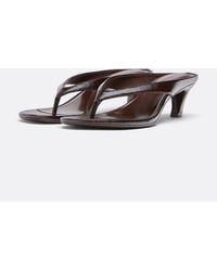 Stradivarius - Leather Effect Thong Heeled Sandals - Lyst