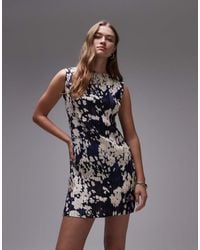 TOPSHOP - Abstract Animal Print Plisse Mini Dress - Lyst