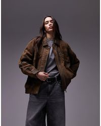 TOPSHOP - Premium Real Leather Oversized Bomber Jacket - Lyst