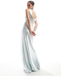 Six Stories - Vestido De Dama De Honor Largo Con Espalda Desbocada De Satén De - Lyst