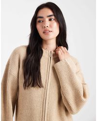 4th & Reckless - Premium High Neck Double Zip Knitted Bomber Cardigan - Lyst