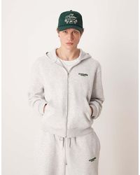 ASOS - Relaxed Fit Boxy Zip Up Hoodie With Chest Print - Lyst
