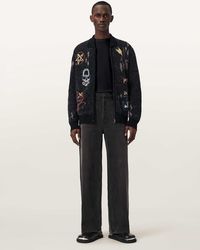 AllSaints - Meller Zip Up Embroidered Knit Cardigan - Lyst