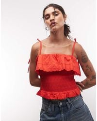 Reclaimed Vintage - Bandeau Top With Shirring And Embroidery Detail - Lyst