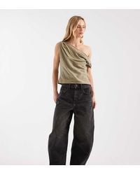 ASOS - Asos Design Petite High Waisted Barrel Leg Jeans - Lyst