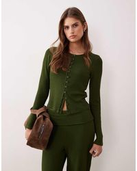 ASOS - Co-ord Rib Fitted Long Sleeve Cardigan - Lyst