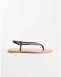 Mango - 100% Leather Strappy Flat Sandals - Lyst