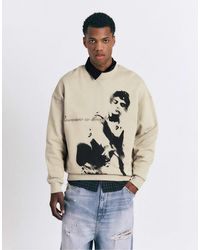Pull&Bear - Sweat à col rond et imprimé graphique - beige - Lyst