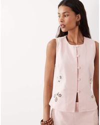 ASOS - Denim Sleeveless Top With Cutwork Detail - Lyst