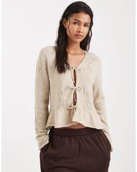 ONLY - Tie Front Cardigan With Wool - Lyst