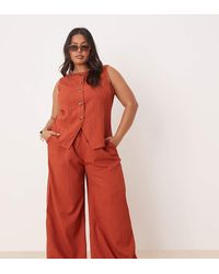 ASOS - Pantalones De Corte Palazzo De Tejido Efecto Rugoso De Curve (Parte De Un Conjunto)-Naranja - Lyst