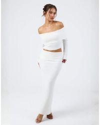 Aria Cove - Knitted Low Waist Fold Over Maxi Skirt Co-Ord - Lyst