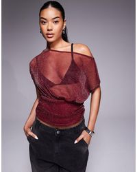 ASOS - Asymmetric Shoulder Sheer Metallic Top - Lyst