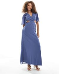 TFNC London - Bridesmaids Flare Sleeve Cut-out Maxi Dress With Bow Back - Lyst