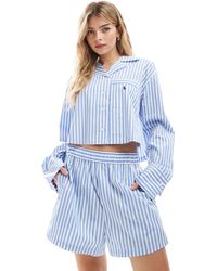 Polo Ralph Lauren - Striped Crop Shirt And Boxer Pyjama Set - Lyst