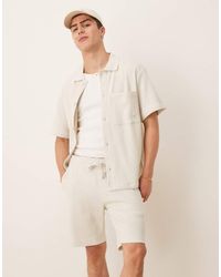 Calvin Klein - Pantalones Cortos Blanco Hueso De Punto Gofrado Grueso De -Neutro - Lyst