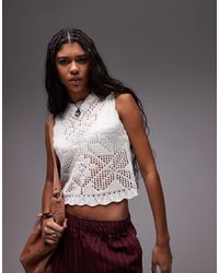 TOPSHOP - Débardeur en maille à bords festonnés - ivoire - Lyst