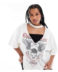 ASOS - Asos Design Curve Oversized T-Shirt With Chaotic Noise Rock Graphic And Cut Out Neck - Lyst