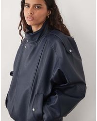 Abercrombie & Fitch - Oversized Faux Leather Bomber Jacket - Lyst