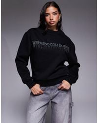 ASOS - Weekend Collective Sweatshirt With Hotfix Diamante Graphic - Lyst