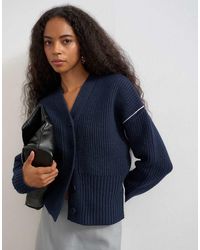 TOPSHOP - Knitted V Neck Button Front Cardigan - Lyst