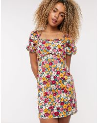 topshop poplin smock mini dress in white