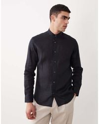 Mango - 100% Linen Mao Neck Log Sleeve Shirt - Lyst