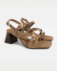 Stradivarius - – sandalen aus spaltleder - Lyst