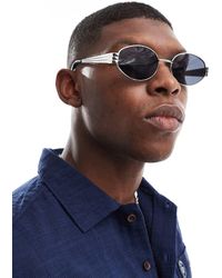 Jack & Jones - Occhiali Da Sole Ovali Argentati - Lyst