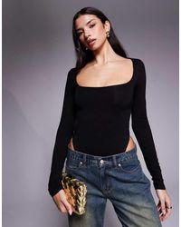 Tiger Mist - Minerva Square Neck Long Sleeve Slinky Strappy Thong Detail Body - Lyst