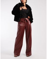 ASOS - Faux Leather Wide Leg Pants With Fold Over Waist Detailing - Lyst