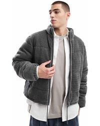 ASOS - Cropped Waffle Cord Puffer Jacket - Lyst