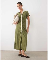 ASOS - Button Down Cap Sleeve Midi Dress - Lyst