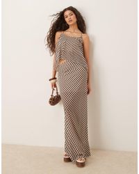 ASOS - Jupe longue d'ensemble à rayures - marron et blanc - Lyst