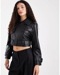 Wednesday's Girl - Wednesdays Girl Cropped Faux Leather Jacket - Lyst