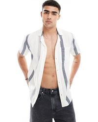 Hollister - Short Sleeve Revere Collar Stripe Shirt Boxy Fit - Lyst