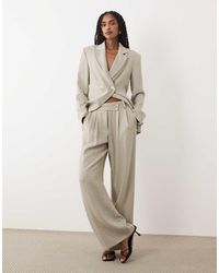 Aware - Linen Blend Mid Rise Wide Leg Pants - Lyst