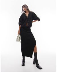 TOPSHOP - Knitted Premium Rib Skirt - Lyst