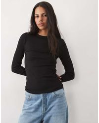 New Look - Ribbed Crew Neck Long Sleeved Top - Lyst