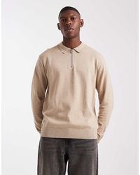 JJ Rebel - Half Zip Knitted Polo Jumper - Lyst
