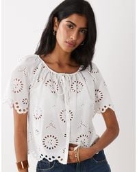 Mango - – bestickte bluse aus 100% baumwolle - Lyst