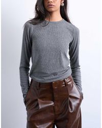 TOPSHOP - Premium Rib Long Sleeve Top - Lyst