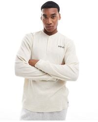 Polo Ralph Lauren - – langärmliges henley-t-shirt im lounge-stil ,in beige mit waffelstruktur - Lyst