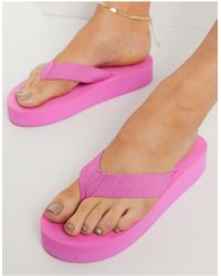 London Rebel Thong Flip Flops - Pink