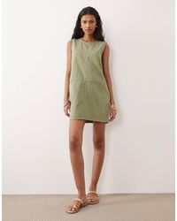 Threadbare - Robe courte sans manches en jean - sauge - Lyst