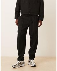 ASOS - Oversized Tapered Tailored Pants With Quarter Elasticized Waist - Lyst